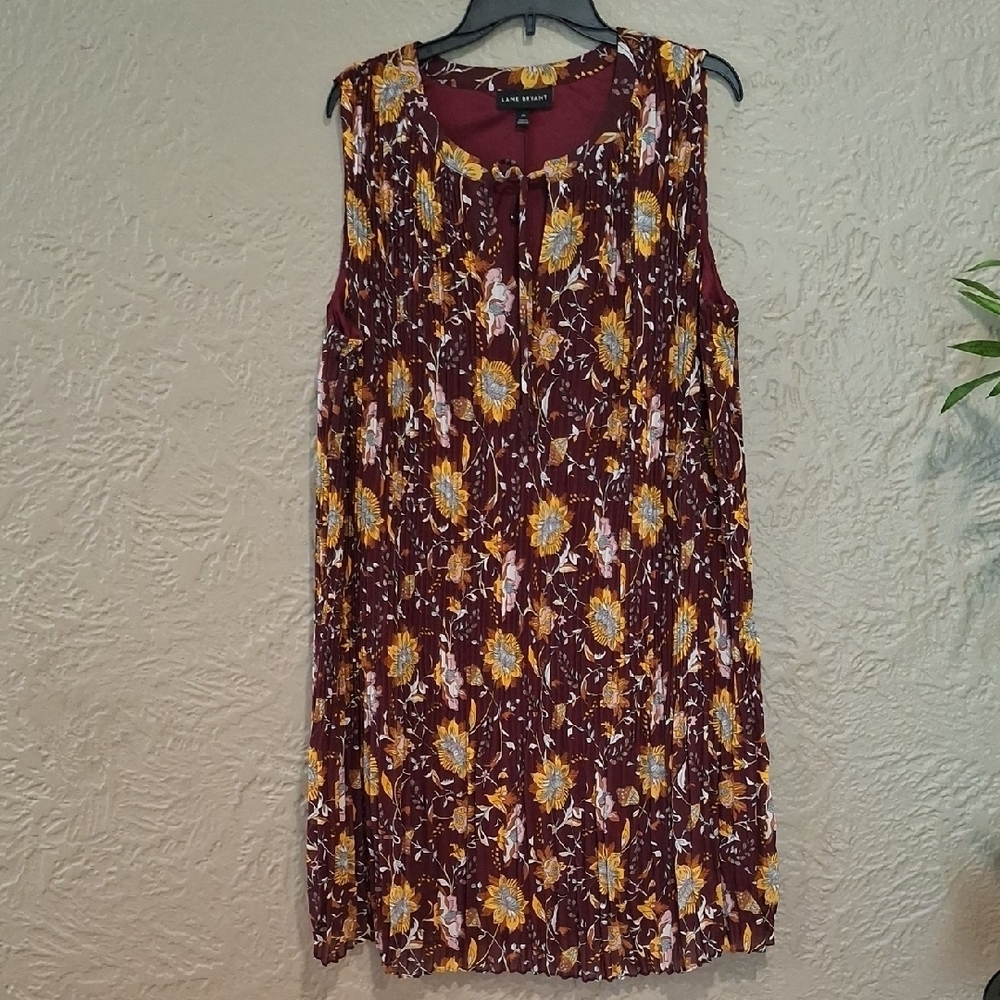 Lane Bryant Brown and Yellow Sleeveless Blouse